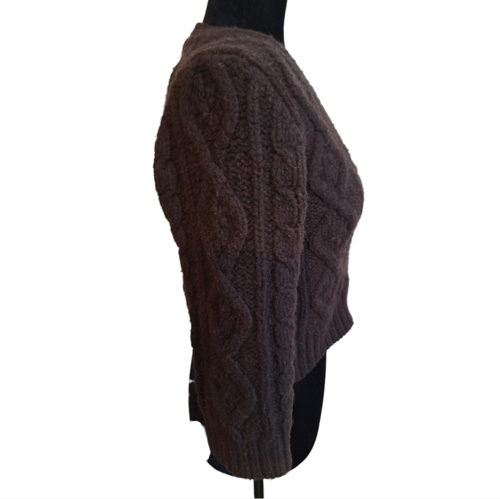 J Crew Dark Brown Cable Knit Button Down Women's Sweater - Size Small - Picture 4 of 9